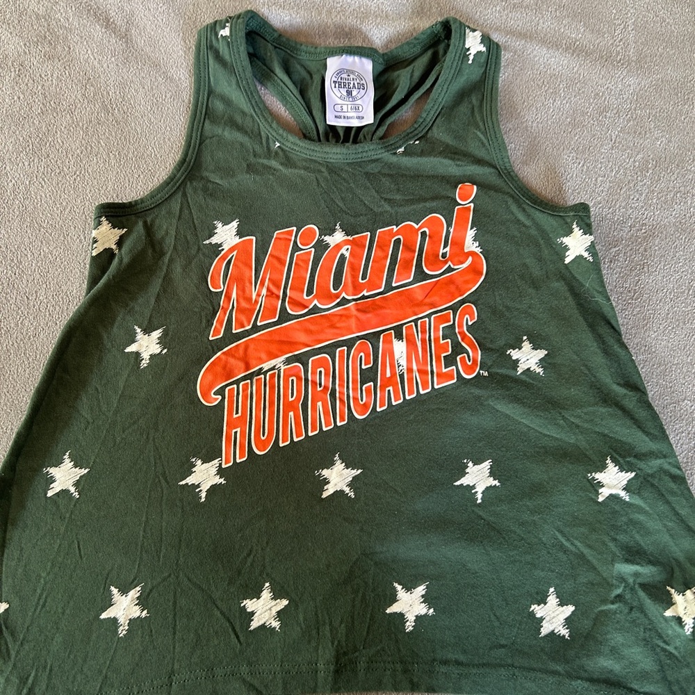 Rivalry Threads Green Miami Hurricanes Graphic Tank with Orange Logo